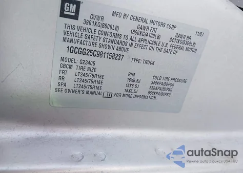 2008 Chevrolet Express Work Van from USA, damaged, VIN 1GCGG25C981158237